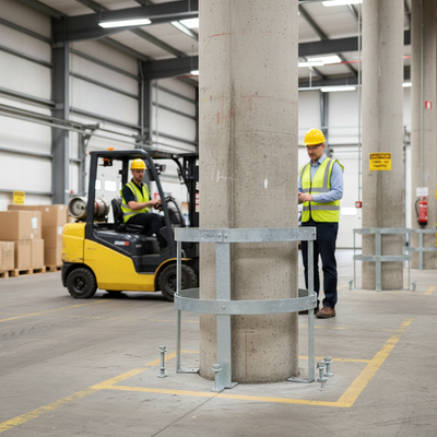 Premium Heavy Duty Steel Column Guard 800mm High x 700mm Diameter for Impact Protection with Simple Assembly