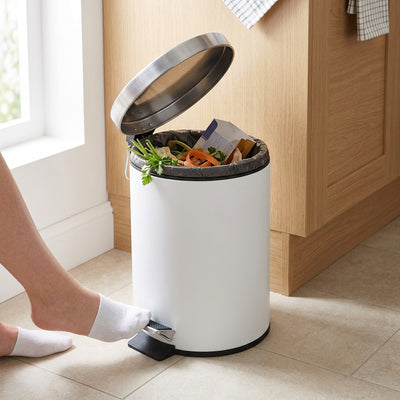 12 Litre Pedal Bin – White or Stainless Steel