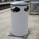 80 litre blast-resistant litter bin with limited aperture and fitted lid