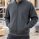 Classic Crew Neck Sweatshirt Jacket with Zip Pockets - Steel Grey (view 2)