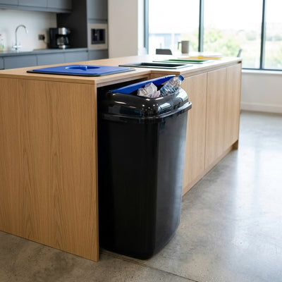 Push flap litter bin, plastic, 45L capacity, black base
