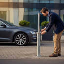 Dark Slate Gray Heavy Duty Retractable Telescopic Round Parking Post - 745mm