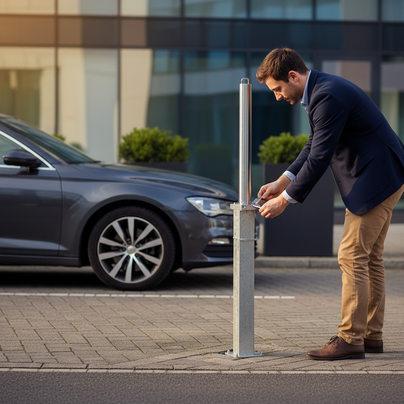 Dark Slate Gray Heavy Duty Retractable Telescopic Round Parking Post - 745mm