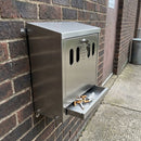 Wall-mounted stainless steel cigarette bin with lockable tray
