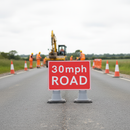 Gray 30mph Road Cone Sign 1050 x 750mm Double Cone for Traffic Management