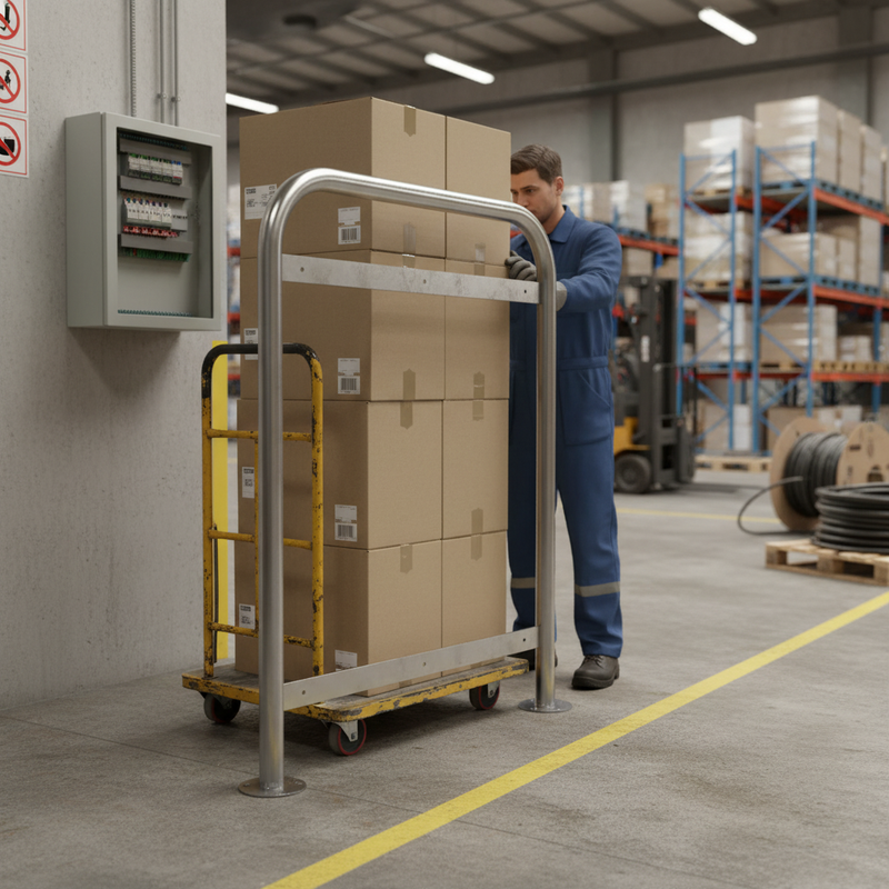 Dim Gray Heavy Duty Door Guard Protection Stopper - 800mm with Rubber Stopper