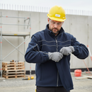 Gray Premium Fleece Jacket with Detachable Sleeves - Navy Blue
