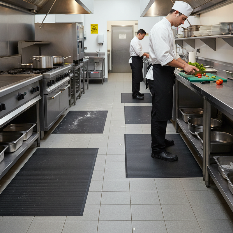 Dark Slate Gray Premium Ribbed Anti-Fatigue Mat with Safety Bevels