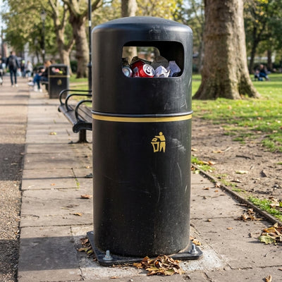 90 Litre Hooded Recycled Polyethylene Litter Bin