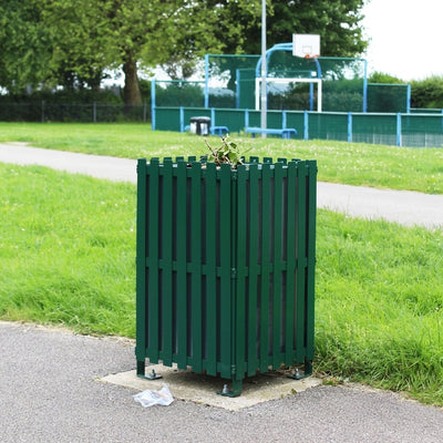 Galvanised Steel Square Litter Bin 112L