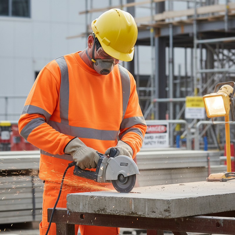Rosy Brown High-Visibility Sweatshirt Jumper - Orange, Anti-Pill Fleece, Retro-Reflective Tape