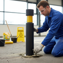 Dark Gray Premium Steel Core Plastic Bollard - 1000mm Above Ground - DDA Compliant