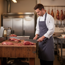 Dark Slate Gray Premium Butchers Bib Apron 34" x 40" - Navy Blue and White