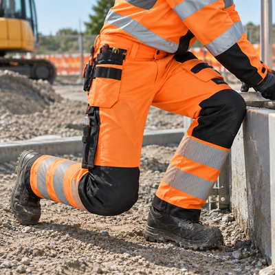 Hi-Vis Class 2 Stretch Holster Pocket Trousers - Orange/Black