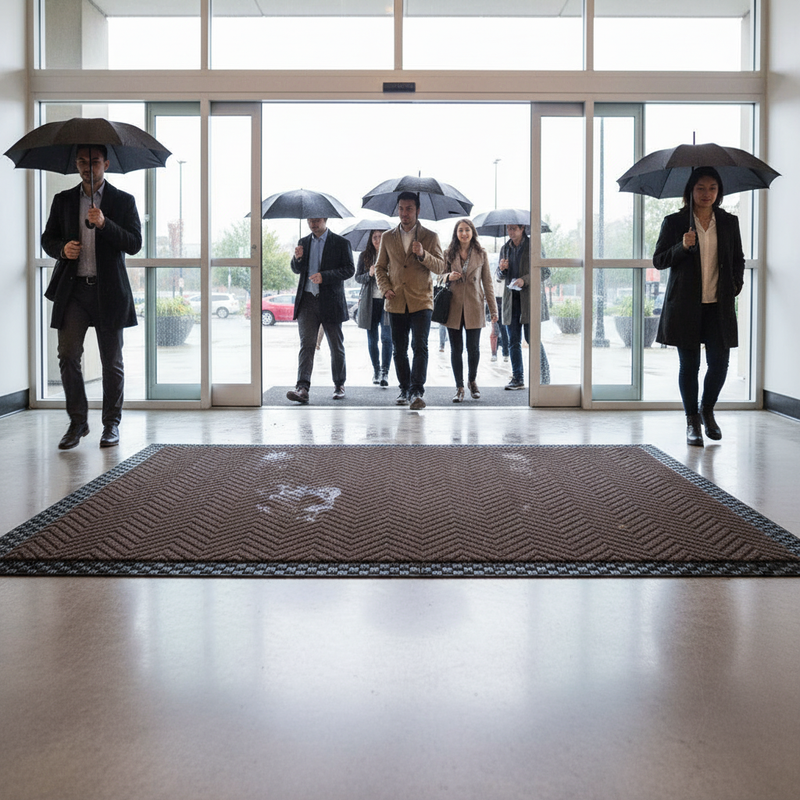 Gray Heavy Duty Chevron Floor Mat - Premium Quality for High Traffic Areas