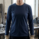 Women's Navy Long Sleeve Cotton Work Top