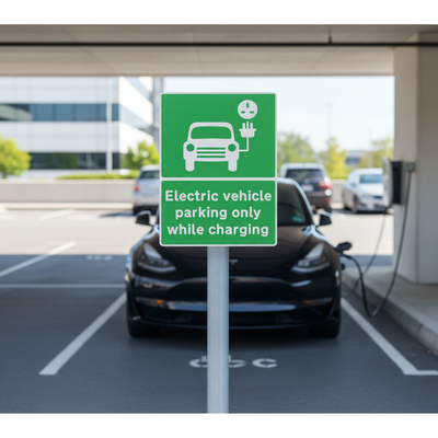 Premium EV Parking Only While Charging Sign Face - Weather-Resistant & Reflective