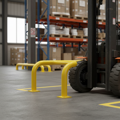Premium Cranked Wheel Guide Safety Barrier Pair for Loading Bays