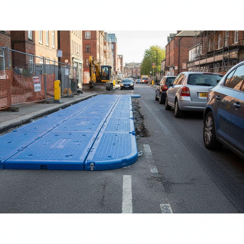 Dark Slate Gray Heavy Duty Modular Road Plate System - End Section for Highways