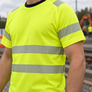 Hi-Vis Class 2 Short Sleeve T-Shirt with Reflective Tape - Yellow/Navy (view 2)