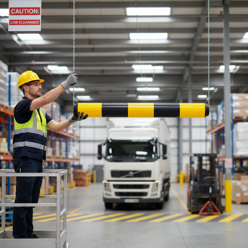 Light Slate Gray Premium Plastic Height Restriction Nudge Bar with Reflective Visibility