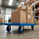 150kg Blue Platform Trolley with Low Noise Castors