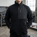 Two-Layer Pile Work Jacket with Chest Pocket - Black