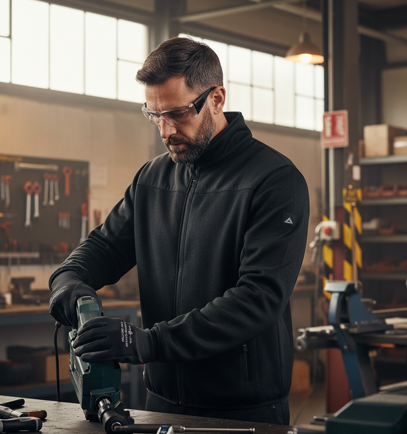 Dark Slate Gray Professional Polyester Cardigan Work Jacket with 4 Pockets