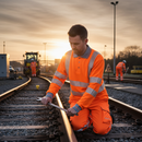 Tan Premium Hi-Vis Long Sleeve Rail Polo Shirt - Orange with Reflective Features