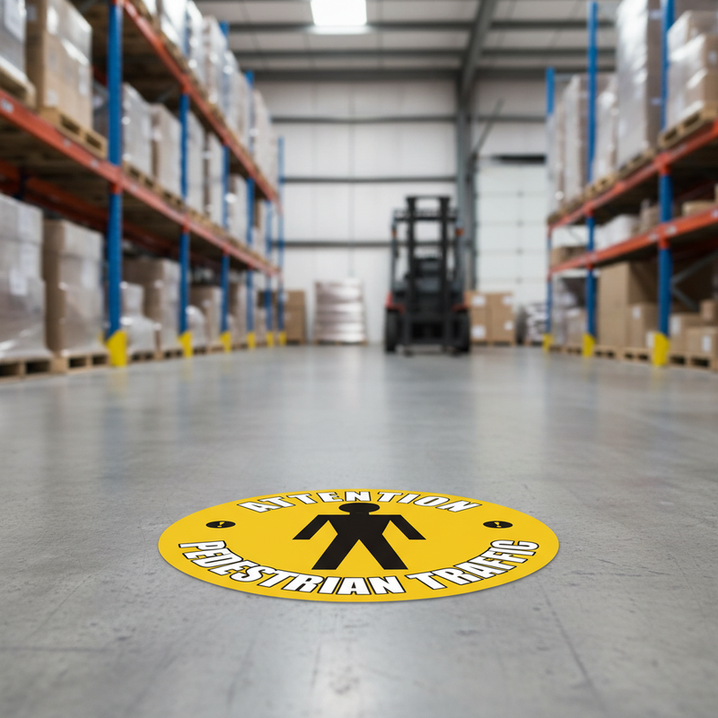 Dark Gray High-Performance Attention Pedestrian Traffic Floor Sign - Slip Resistant