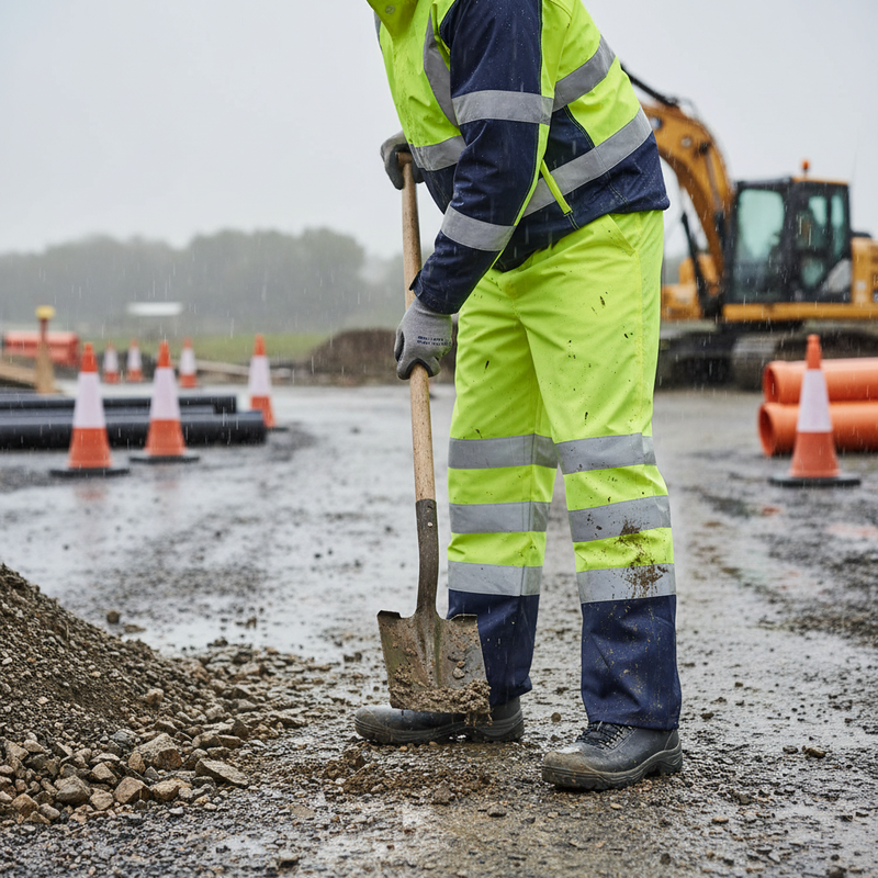 Gray Professional Two-tone Hi-vis Waterproof Trousers - Saturn Yellow / Navy