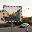 Light Gray Premium Heated Glass Traffic Mirror with Adjustable Post Mounting