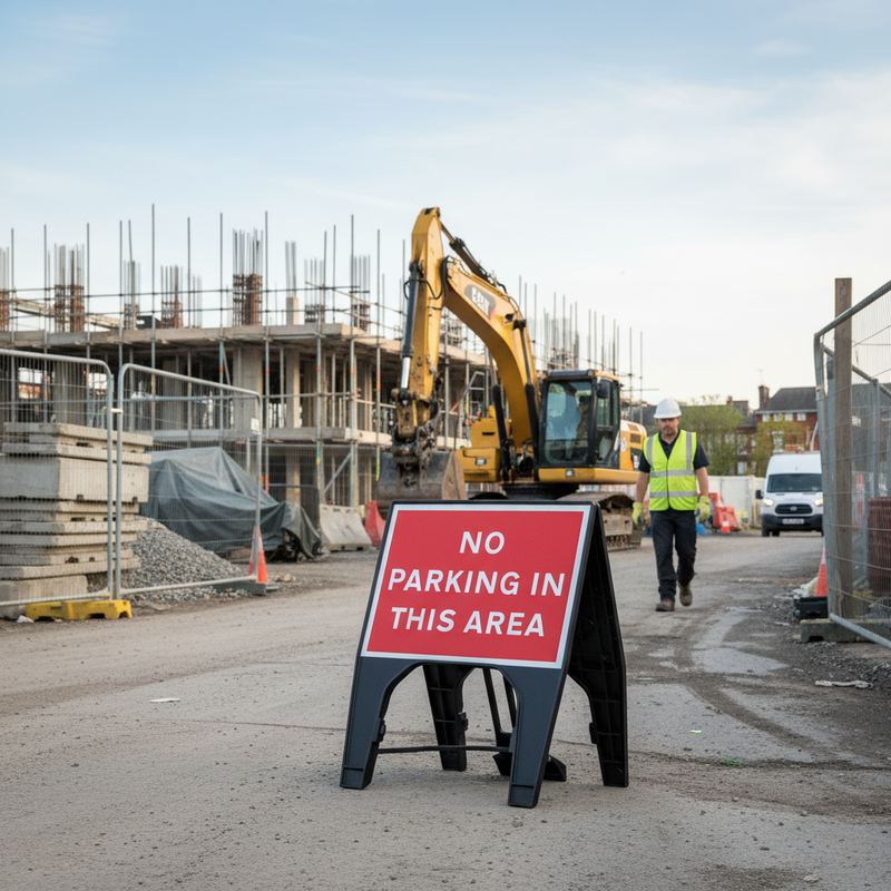 Gray No Parking In This Area Sign - 600 x 450mm Heavy Duty Design