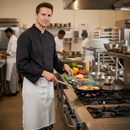 Dark Slate Gray Premium Long Sleeve Chef Jacket with Stud Fastening - Black