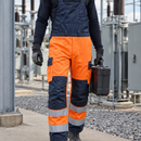 Fire Retardant Arc Bib & Brace Trousers Hi-Vis Class 2 Orange/Navy