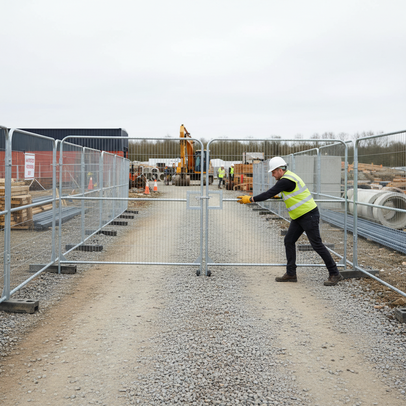 Gray Heavy Duty Temporary Fencing Vehicle Gate for Construction Access