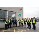 Slate Gray Premium Fire Safety Sign - Fire Assembly Point Down Left Arrow