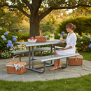 Dark Olive Green Premium Heavy Duty Steel Picnic Table for Outdoor Use