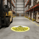 Rosy Brown Caution Fork Lift Trucks Operating In This Area - Premium Floor Sign