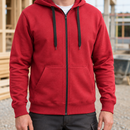Full Zip Work Hoodie with Kangaroo Pocket - Chili Red