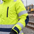 High Visibility Women's Insulated Work Jacket - Yellow/Navy (view 2)