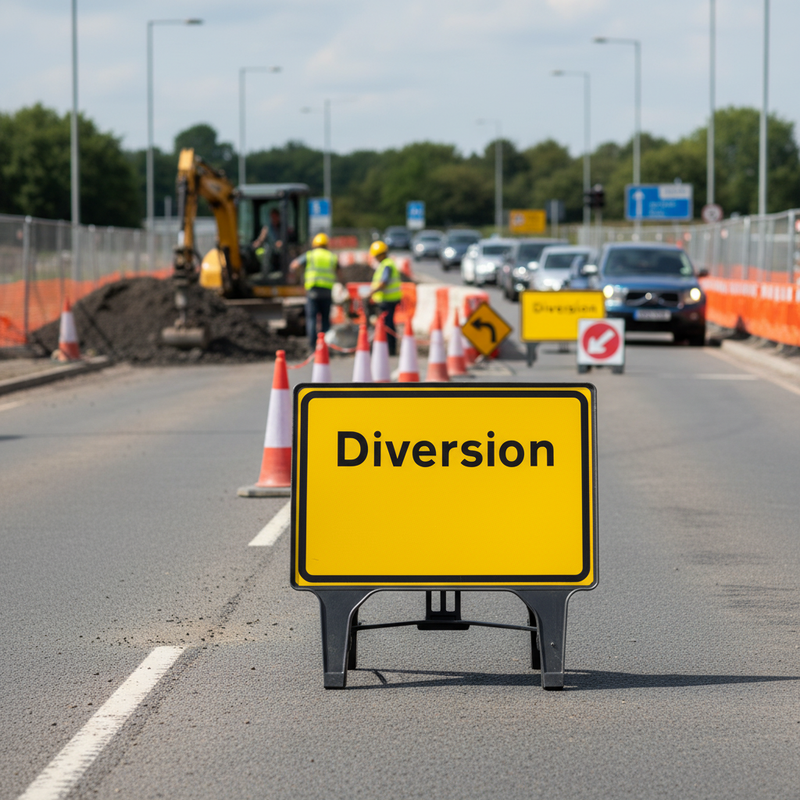 Dark Gray Premium Diversion Sign 1050x750mm Heavy Duty Design