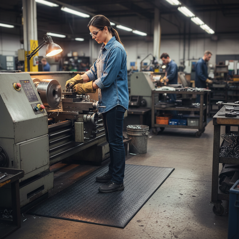 Dark Slate Gray Heavy Duty Anti-Fatigue Diamond Mat for Industrial Use