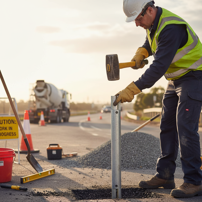Light Gray Premium 76mm Galvanised Sign Post Extensions - 1 Metre Height Increase