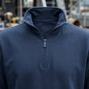 Half Zip Work Sweatshirt Cotton Blend - Navy