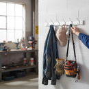 Premium 6-Hook Wall Mounted Coat Rack with Double Hooks on 69cm White Wooden Board for Stylish Organization