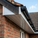 Aluminium Soffit Boards – Plain or Vented with Exterior Coating — RAL 9006 / 490mm Wide | Unvented (in use)