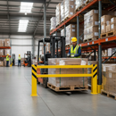 Slate Gray Heavy Duty Steel Racking End Protector with Adjustable Fit and Rollers