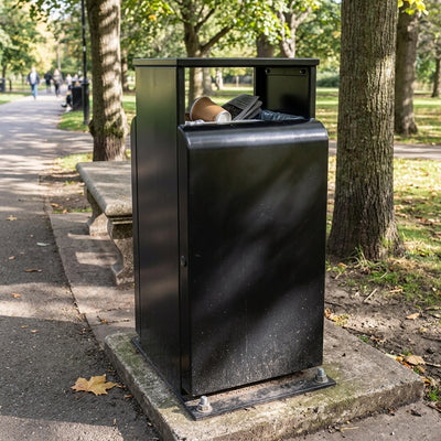 100 litre steel litter bin with integral bait box