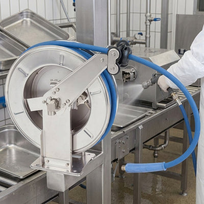 Stainless Steel Retractable Hose Reel 15m × 3/8″ 400 Bar